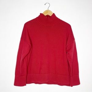 Everlane Red High Neck Pullover Sweater Cotton Size Medium Turtleneck